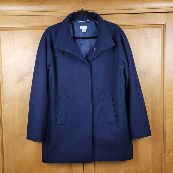 J. Crew Navy Wool Blend Single Breasted Button Front Short Coat - 6 - Picture 3 of 9